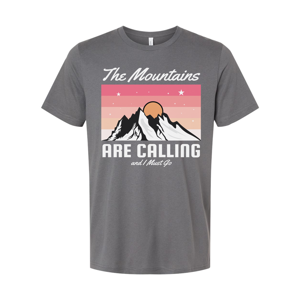 Unisex Graphic T Shirt With The Mountains Are Calling Sunset Mountain Design For Outdoor Fans