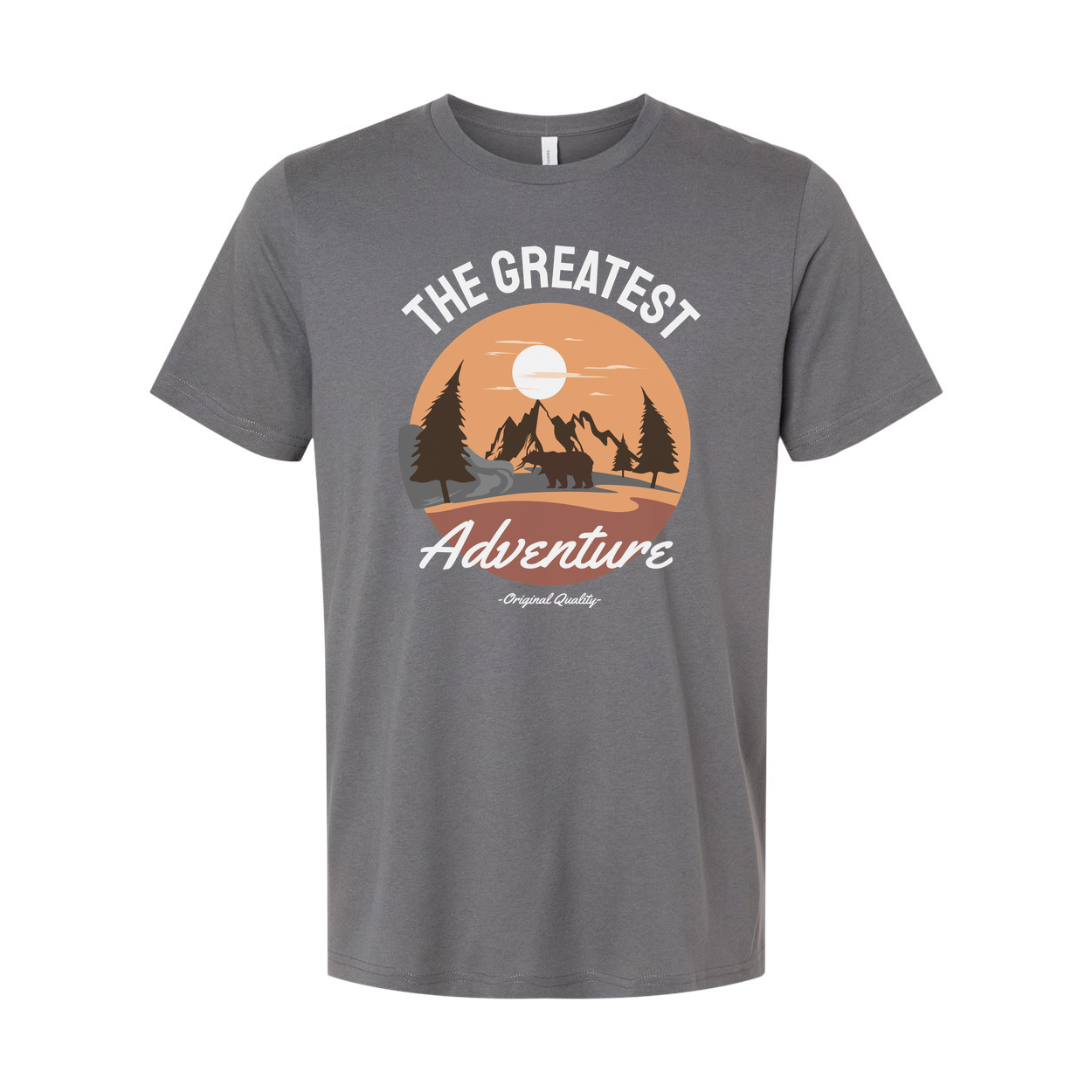 Unisex The Greatest Adventure Outdoor T-Shirt With Sunset Mountains And Forest Silhouette Graphic