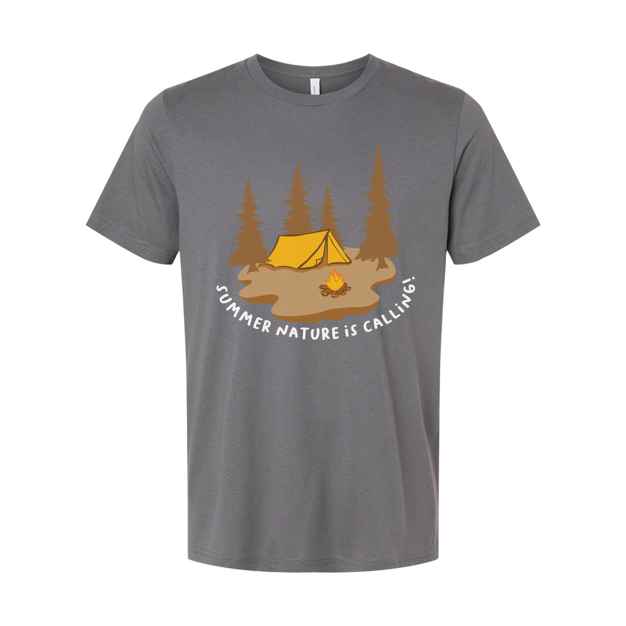 Camping Scene Graphic Tee With Tent And Campfire Among Pines For Unisex Outdoor Adventure