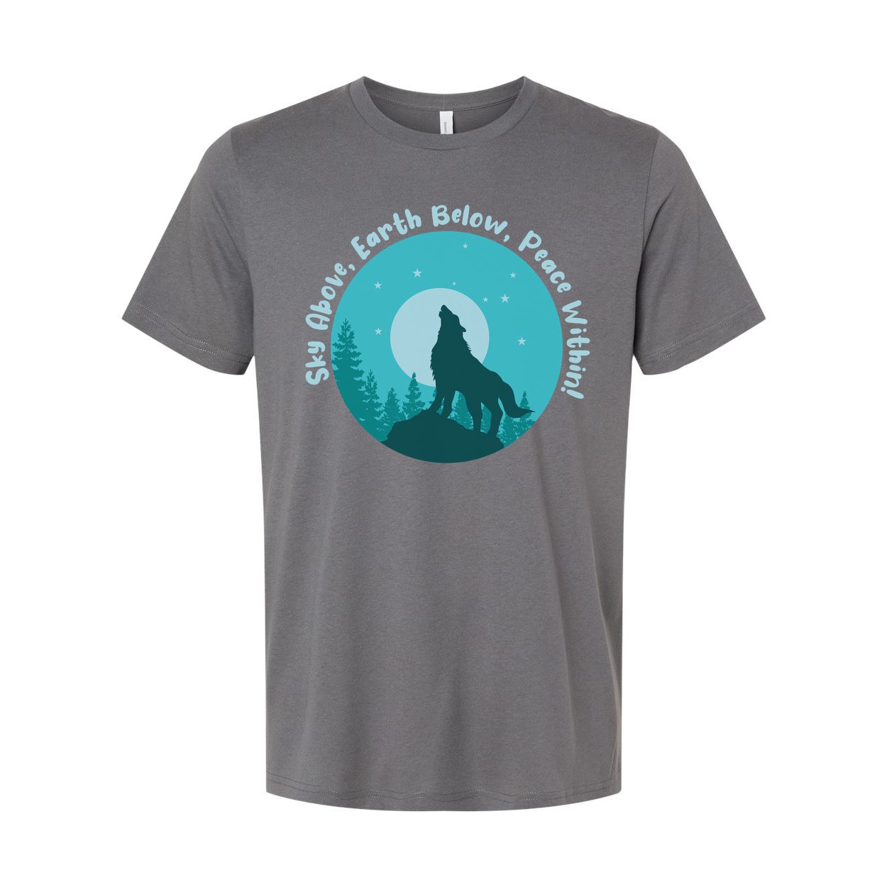 Unisex Outdoor Wolf Howling Graphic T Shirt With Moon Trees And Circular Night Scene