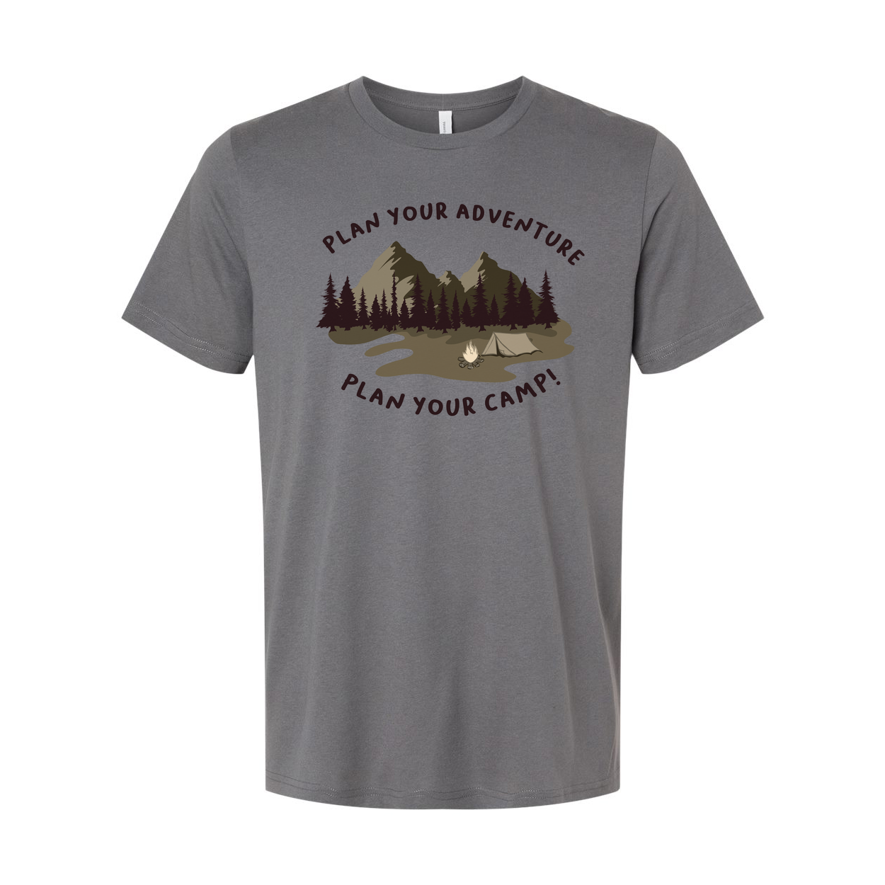 Unisex Outdoor Adventure Camp Graphic T Shirt With Mountain Forest Campfire Illustration