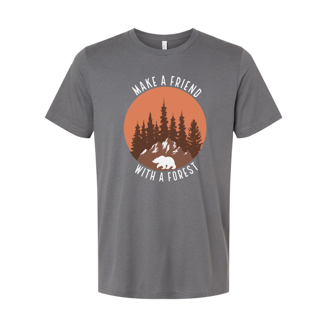 Unisex Outdoor Graphic Tee With Forest Silhouette Bear Under Sunset For Nature Lovers