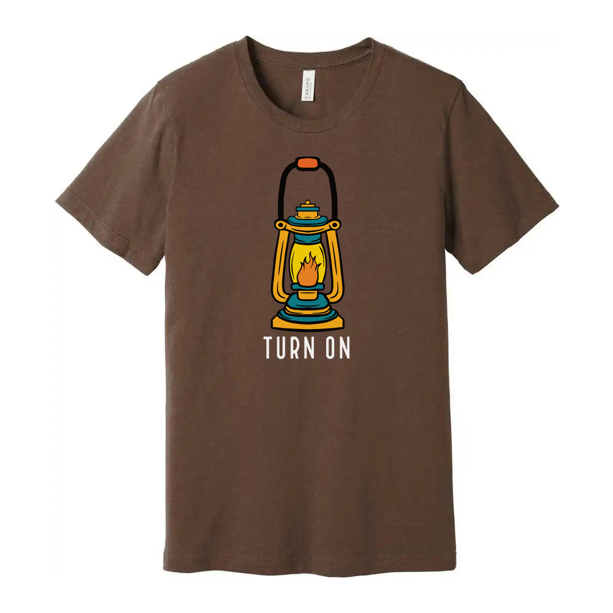 Unisex Outdoor Lantern Graphic Tee With Turn On Message For Adventure Lovers And Outdoor Enthusiasts