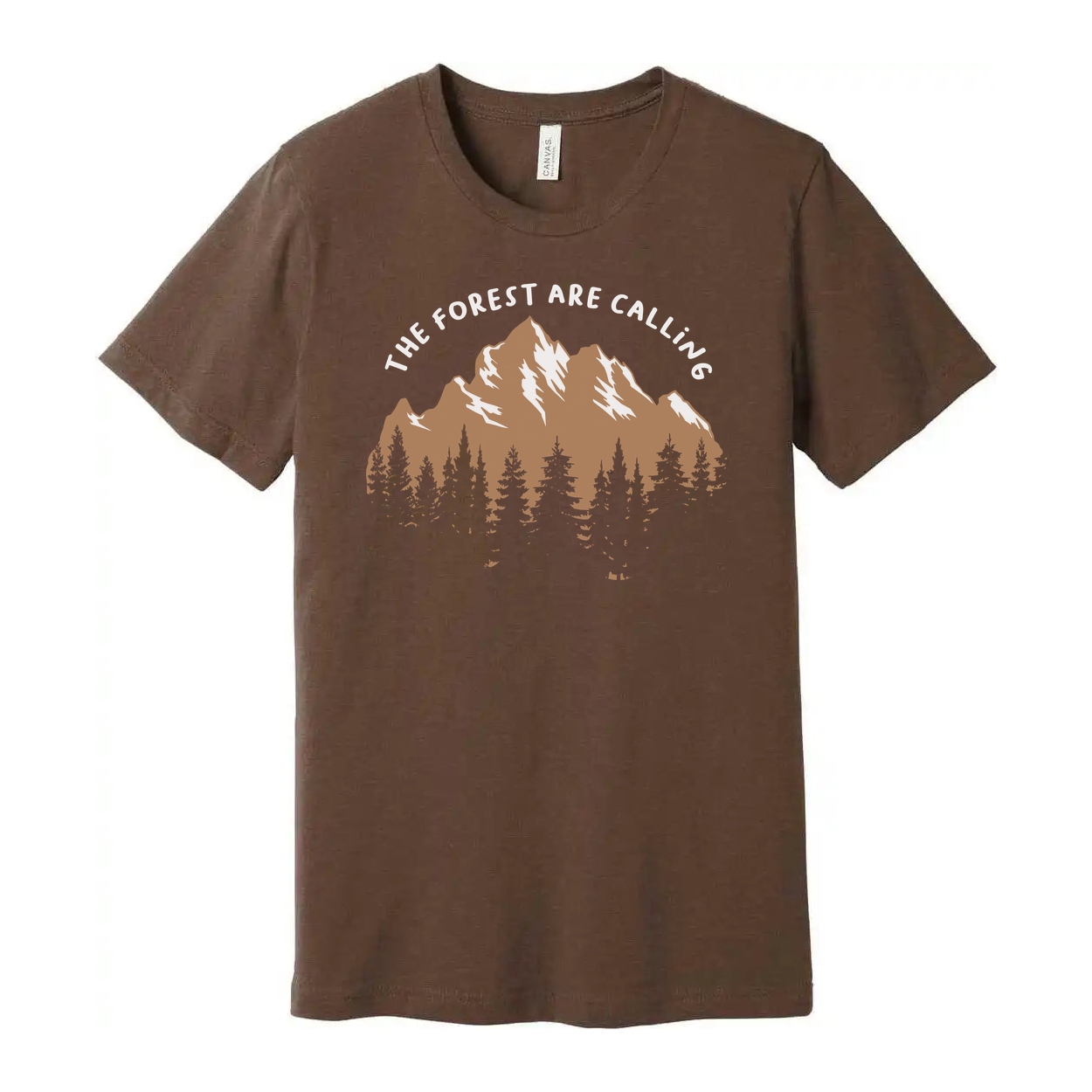 Outdoor Unisex Graphic Tee With Mountain Range And Forest Silhouette For Adventure Lovers