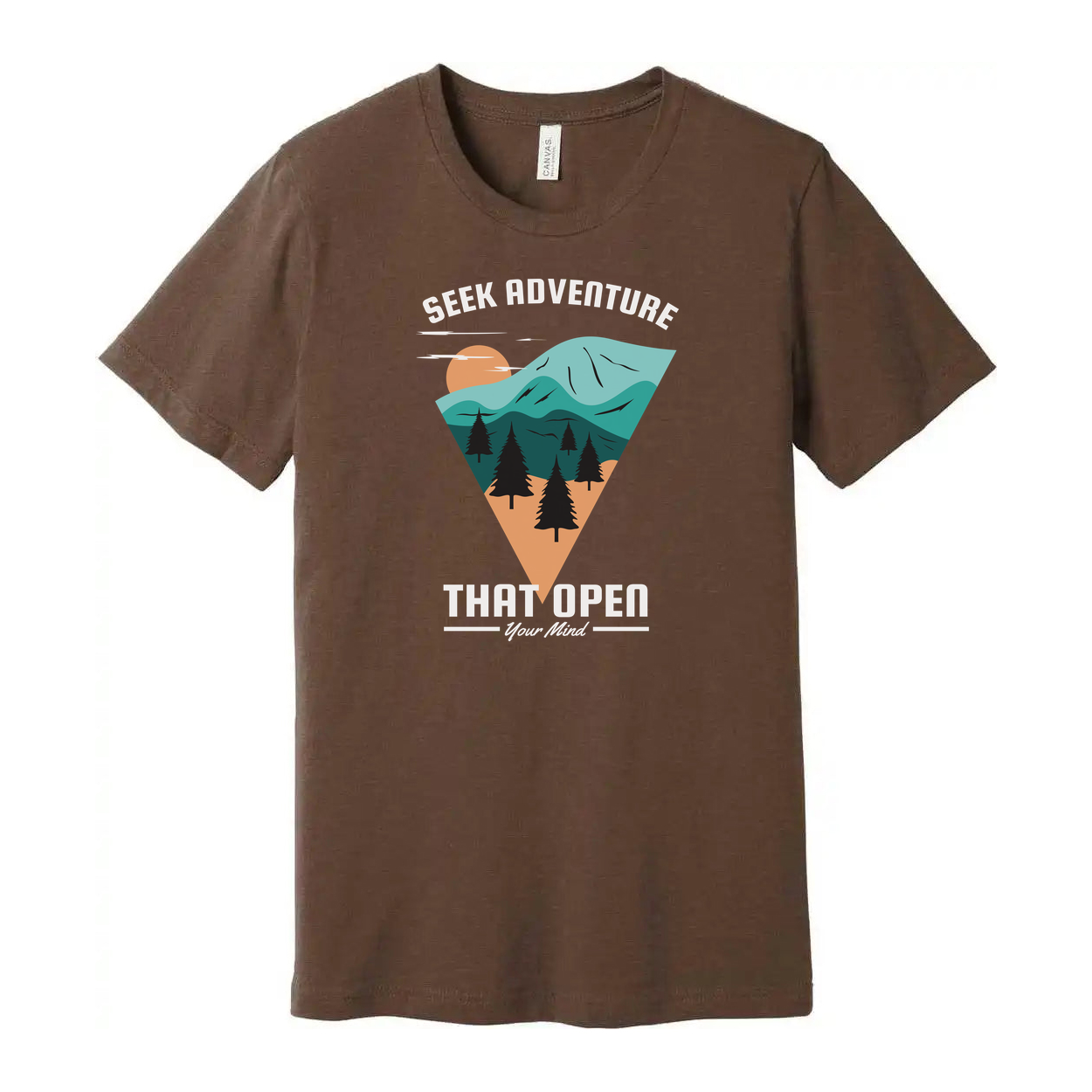 Unisex Outdoor Adventure Graphic Tee With Mountain Range Triangle Design For Nature Lovers