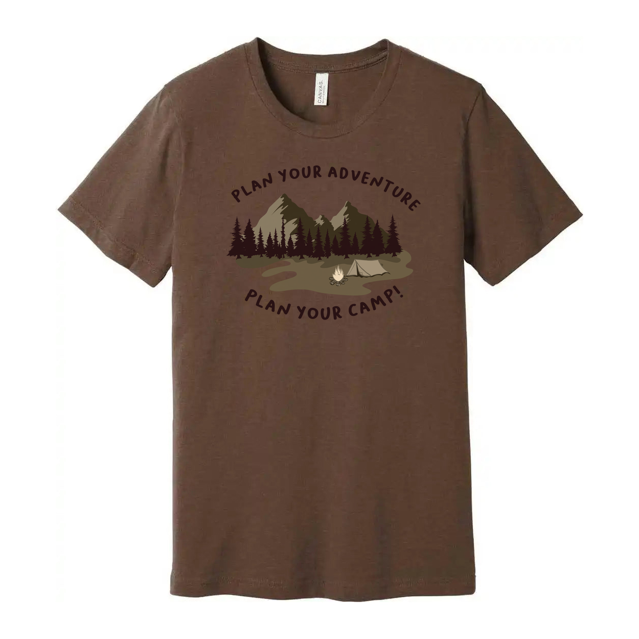 Unisex Outdoor Adventure Camp Graphic T Shirt With Mountain Forest Campfire Illustration