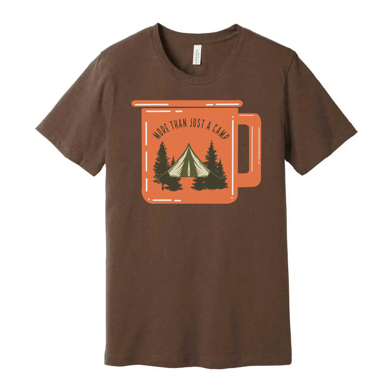 Unisex Outdoor Camping Graphic T Shirt With Tent And Pine Trees Landscape Illustration For Adventurers