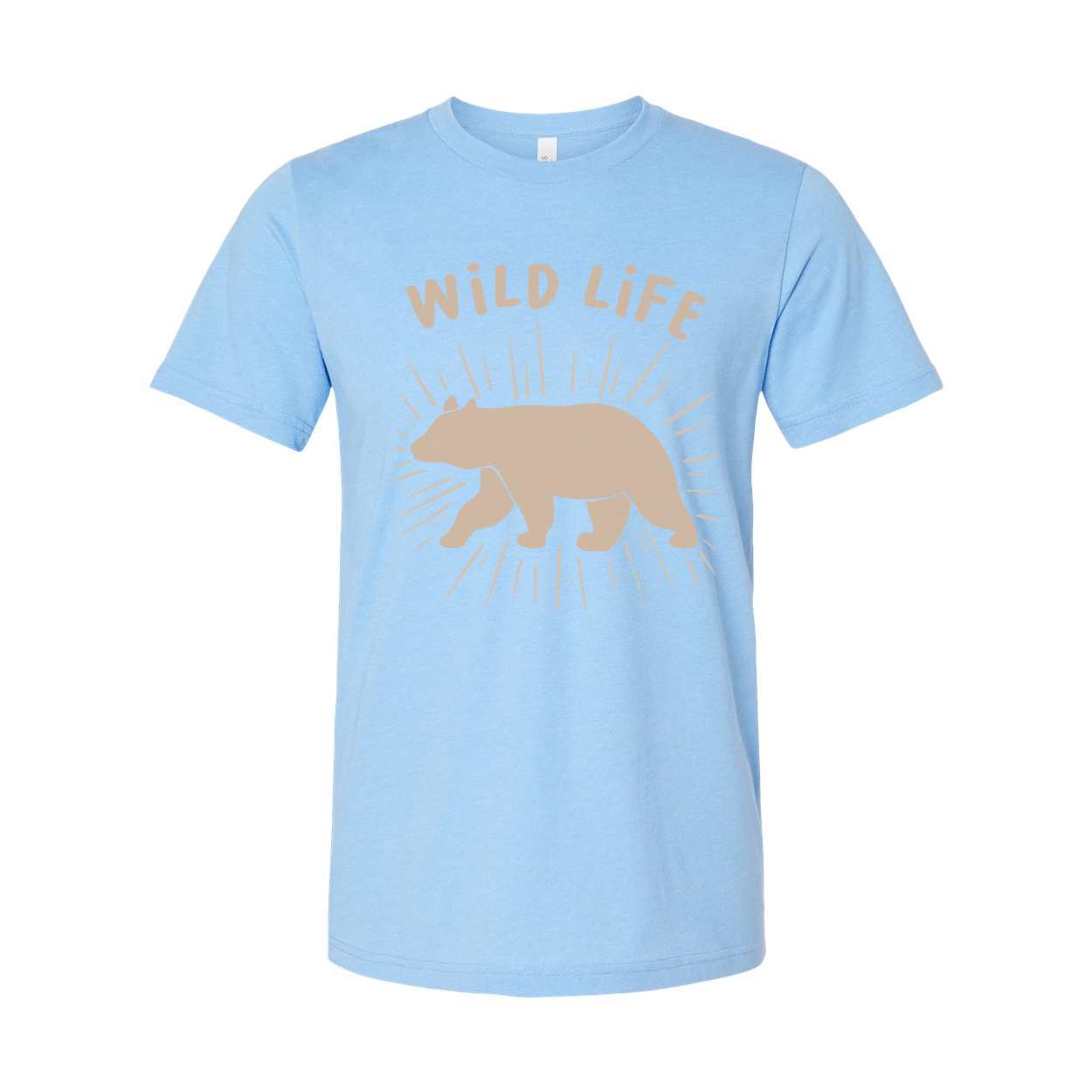 Unisex Outdoor Bear Graphic T Shirt With Wild Life Illustration And Sunburst Design