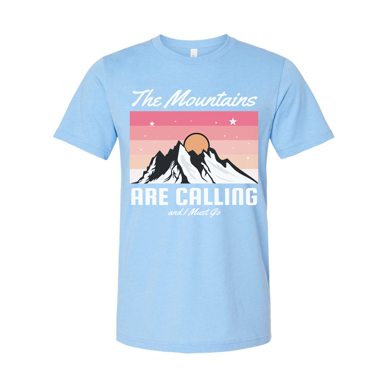 Unisex Graphic T Shirt With The Mountains Are Calling Sunset Mountain Design For Outdoor Fans