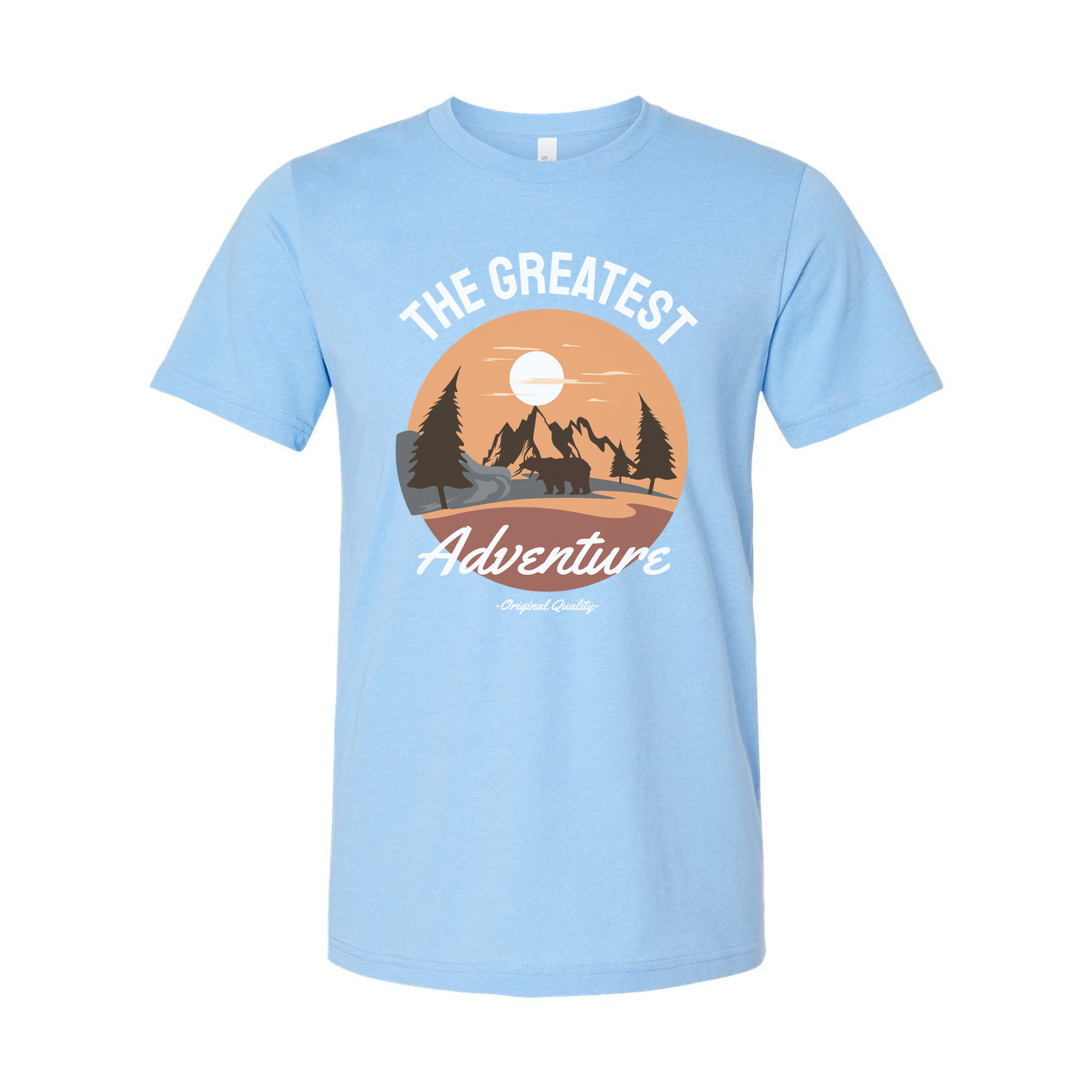 Unisex The Greatest Adventure Outdoor T-Shirt With Sunset Mountains And Forest Silhouette Graphic