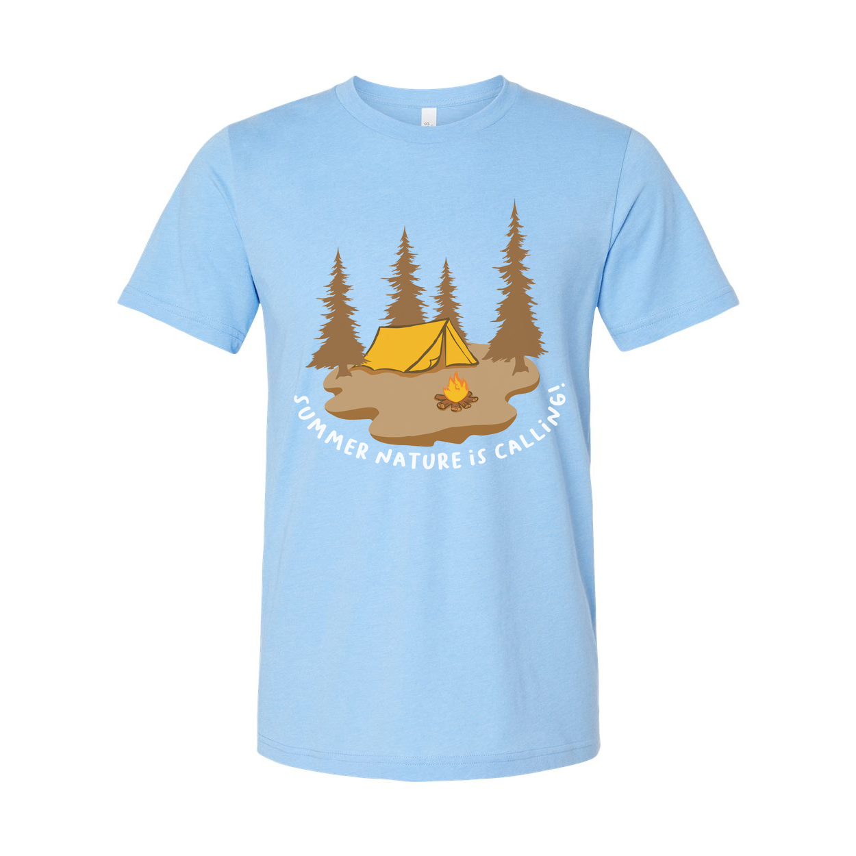 Camping Scene Graphic Tee With Tent And Campfire Among Pines For Unisex Outdoor Adventure