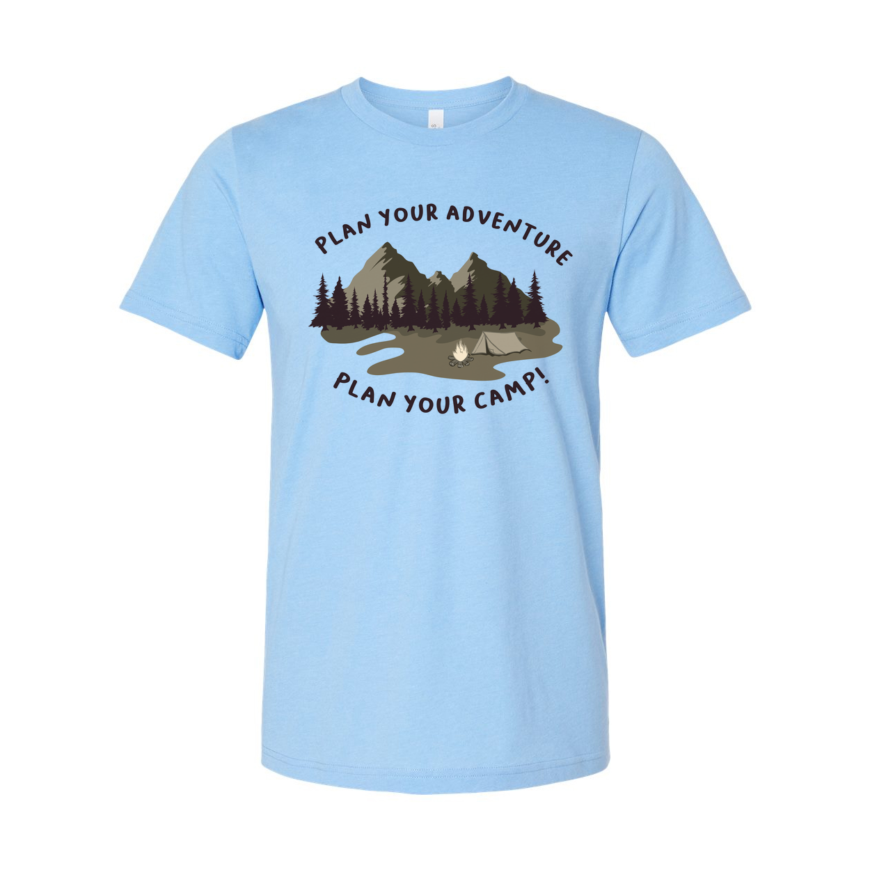 Unisex Outdoor Adventure Camp Graphic T Shirt With Mountain Forest Campfire Illustration