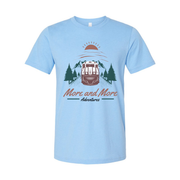 More And More Adventures Graphic Unisex T Shirt Featuring Mountain Range Pines And Sunrise