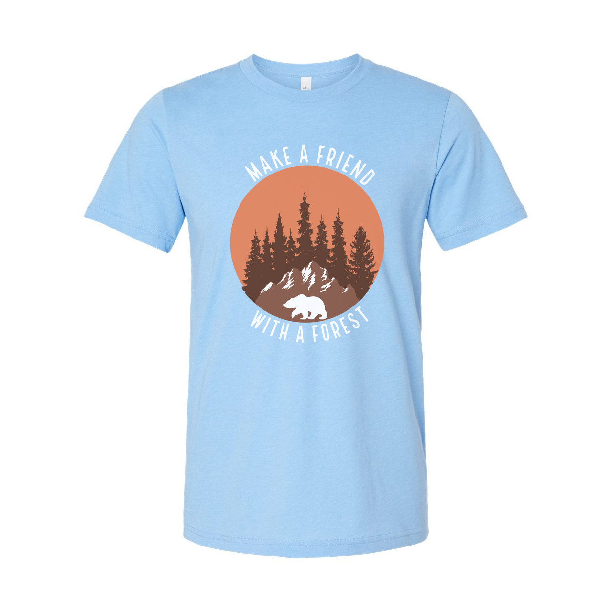 Unisex Outdoor Graphic Tee With Forest Silhouette Bear Under Sunset For Nature Lovers
