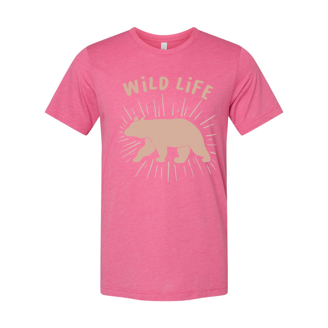 Unisex Outdoor Bear Graphic T Shirt With Wild Life Illustration And Sunburst Design