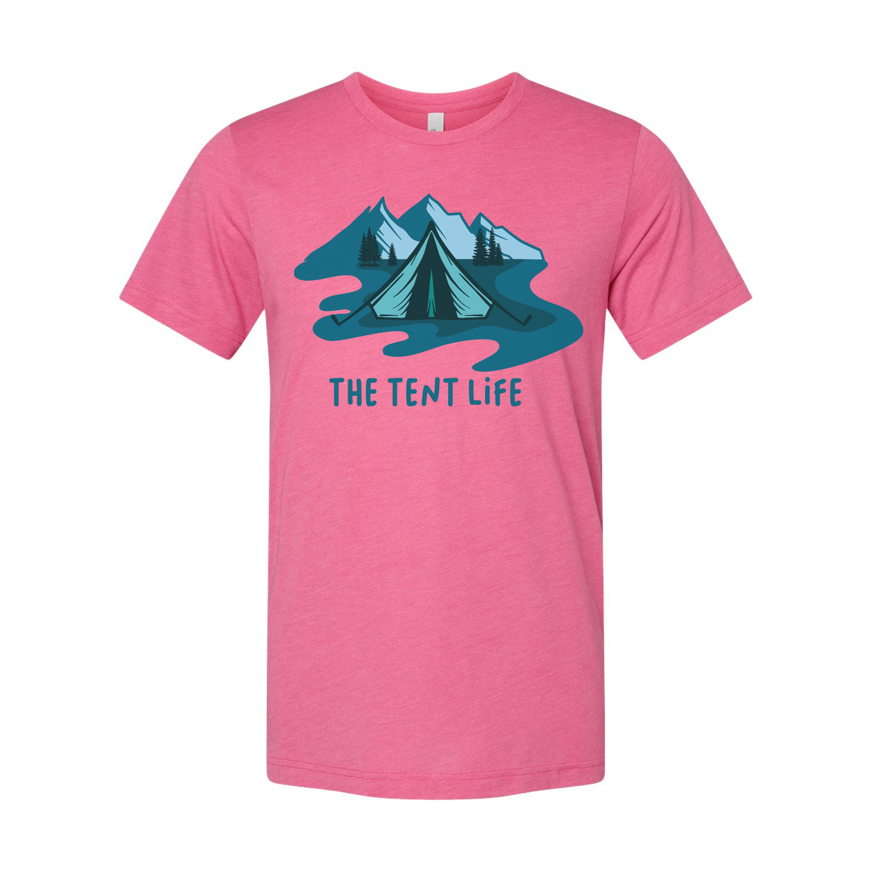 Unisex Outdoor Tent Life Graphic T Shirt With Mountain Scene And River Design Art Print