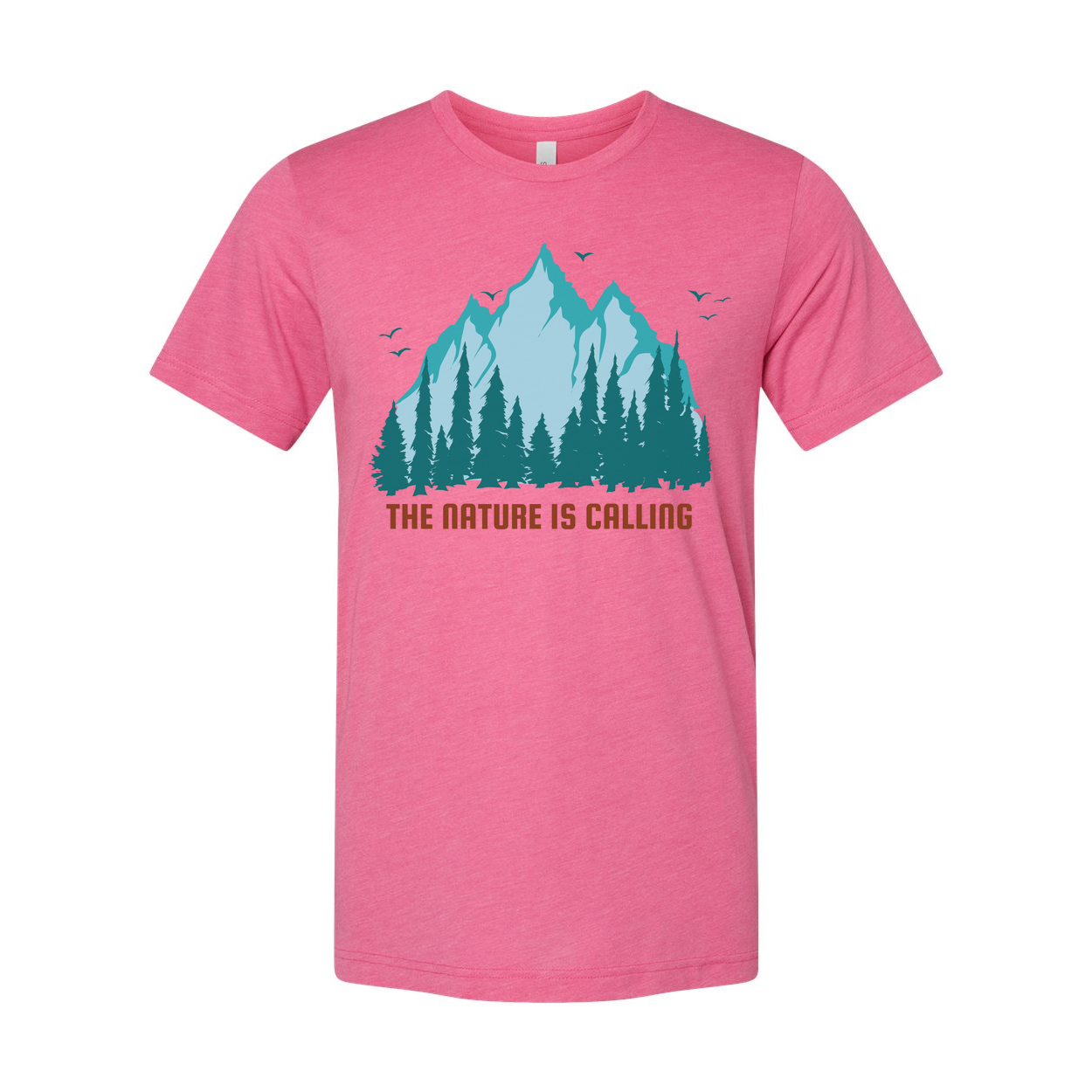 Nature Is Calling Mountain Range And Forest Graphic T Shirt For Outdoor Enthusiasts