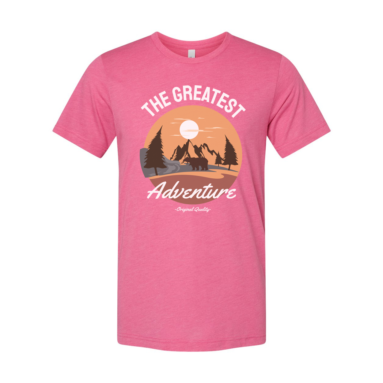 Unisex The Greatest Adventure Outdoor T-Shirt With Sunset Mountains And Forest Silhouette Graphic
