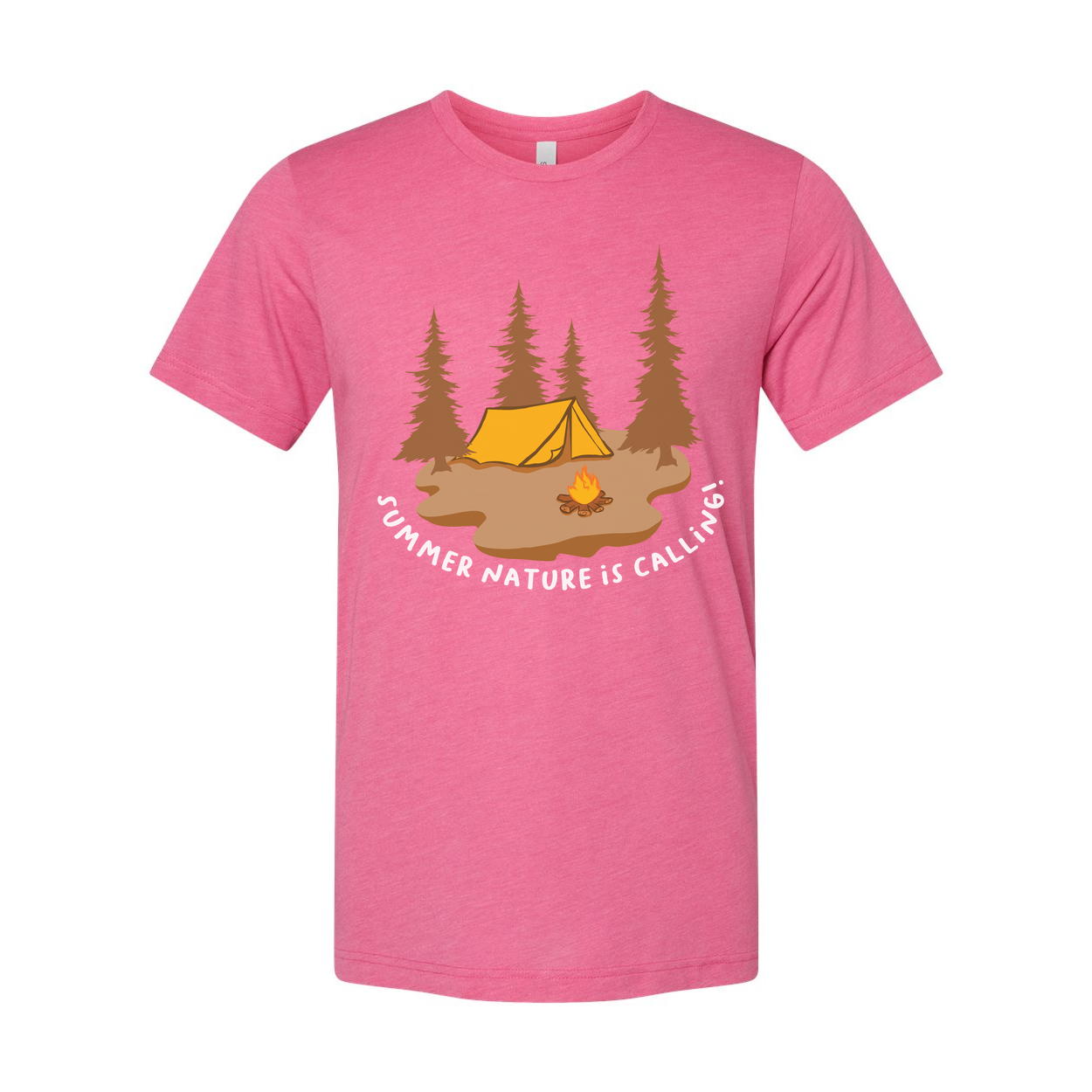 Camping Scene Graphic Tee With Tent And Campfire Among Pines For Unisex Outdoor Adventure