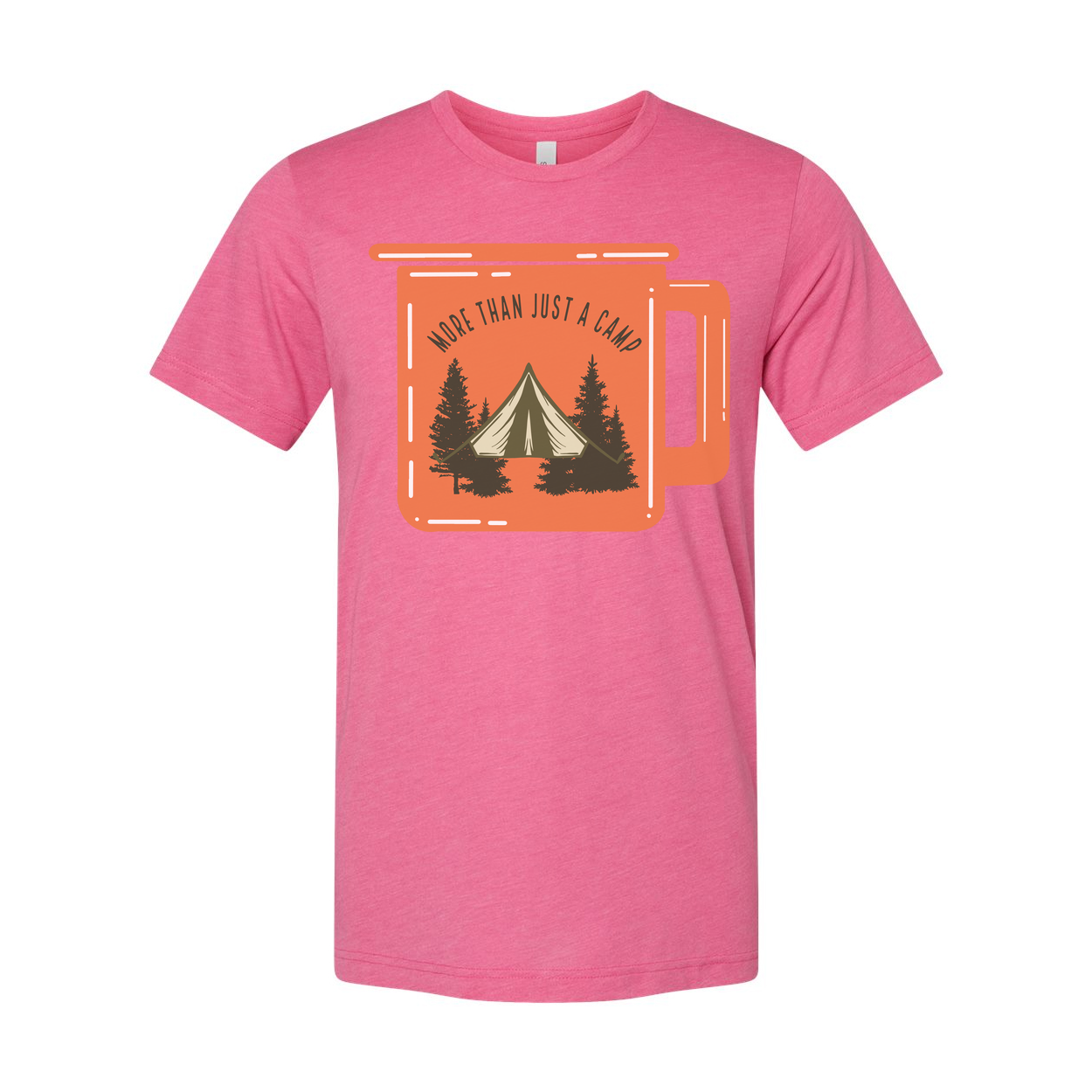 Unisex Outdoor Camping Graphic T Shirt With Tent And Pine Trees Landscape Illustration For Adventurers