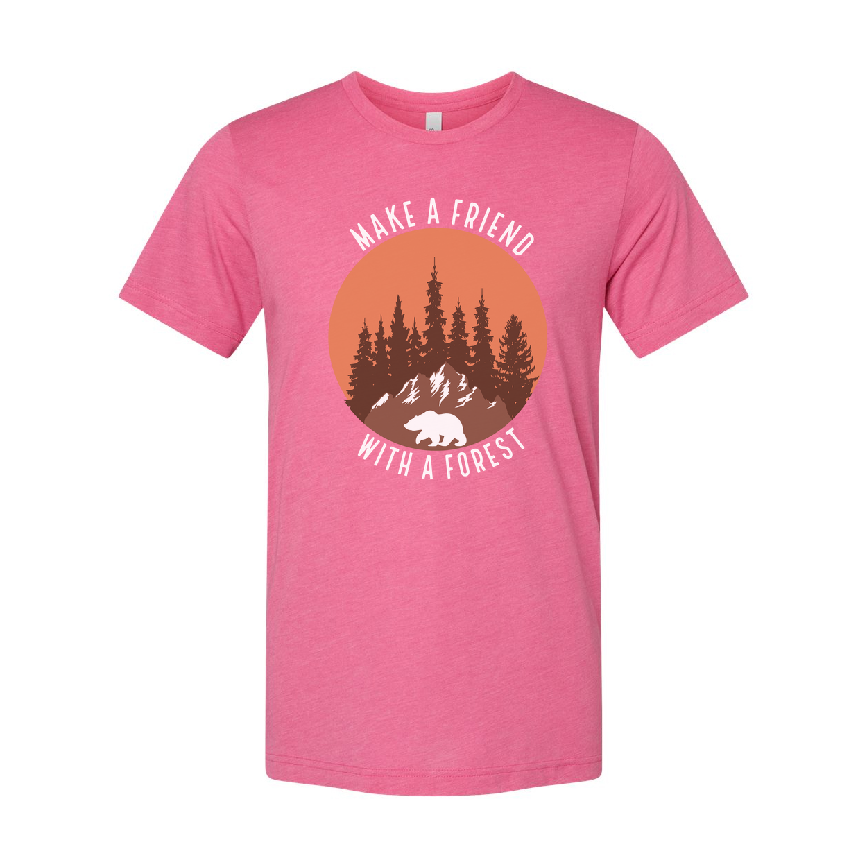 Unisex Outdoor Graphic Tee With Forest Silhouette Bear Under Sunset For Nature Lovers