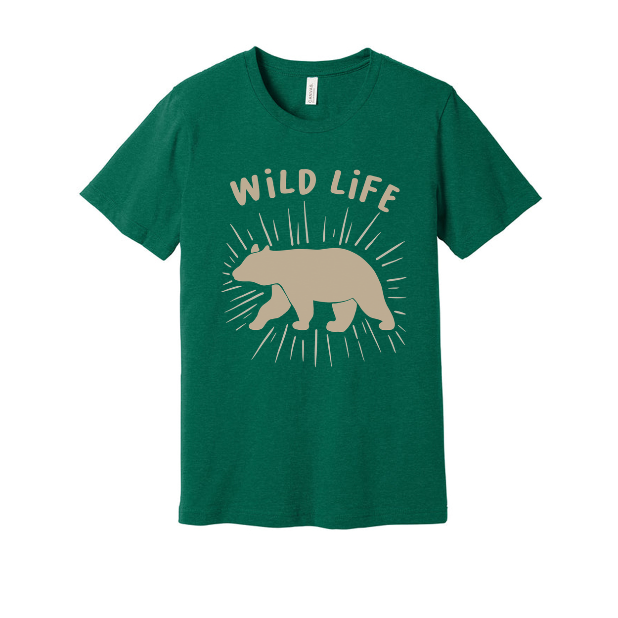 Unisex Outdoor Bear Graphic T Shirt With Wild Life Illustration And Sunburst Design