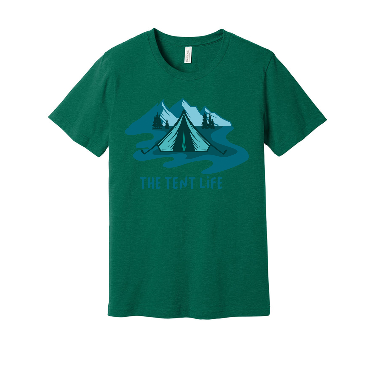 Unisex Outdoor Tent Life Graphic T Shirt With Mountain Scene And River Design Art Print