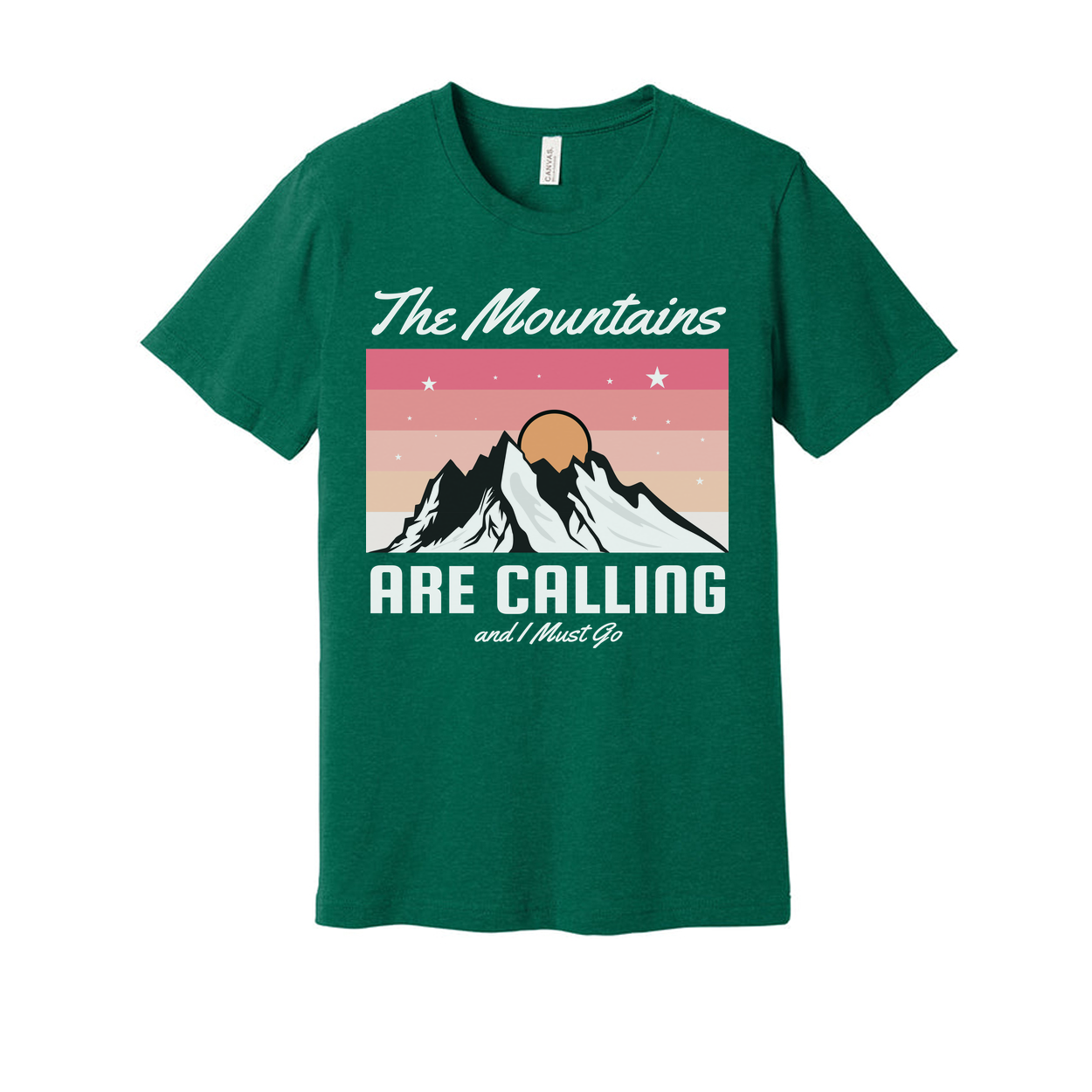 Unisex Graphic T Shirt With The Mountains Are Calling Sunset Mountain Design For Outdoor Fans