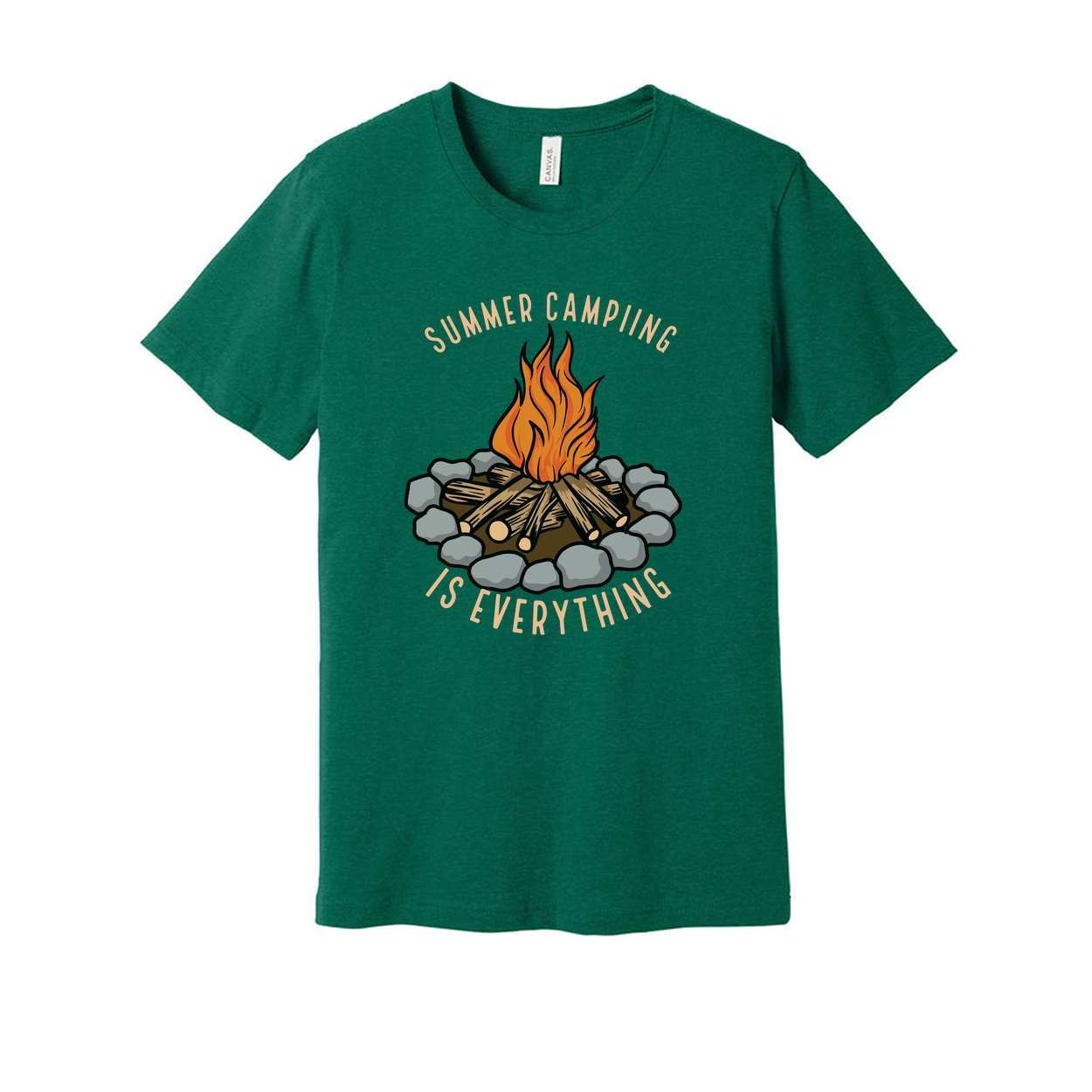 Unisex Outdoor Camping T Shirt With Campfire Illustration Graphic Tee For Outdoor Enthusiasts