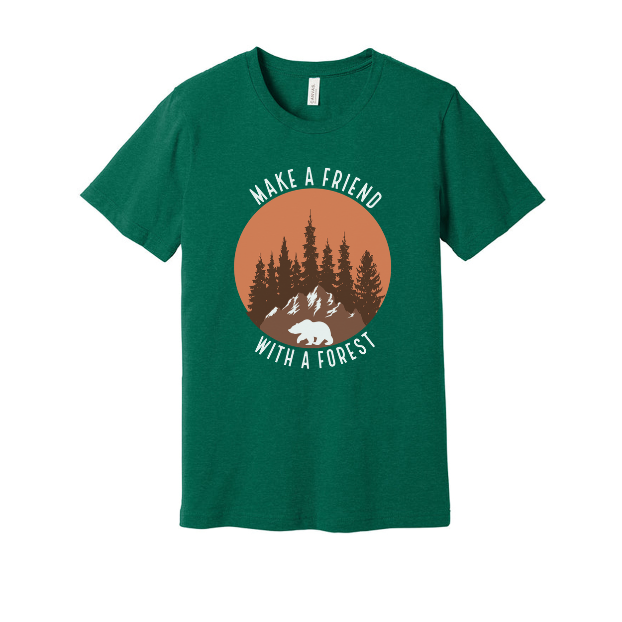 Unisex Outdoor Graphic Tee With Forest Silhouette Bear Under Sunset For Nature Lovers