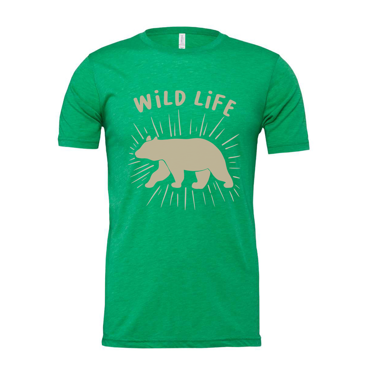 Unisex Outdoor Bear Graphic T Shirt With Wild Life Illustration And Sunburst Design