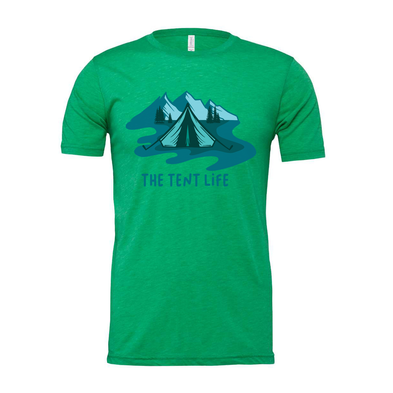 Unisex Outdoor Tent Life Graphic T Shirt With Mountain Scene And River Design Art Print