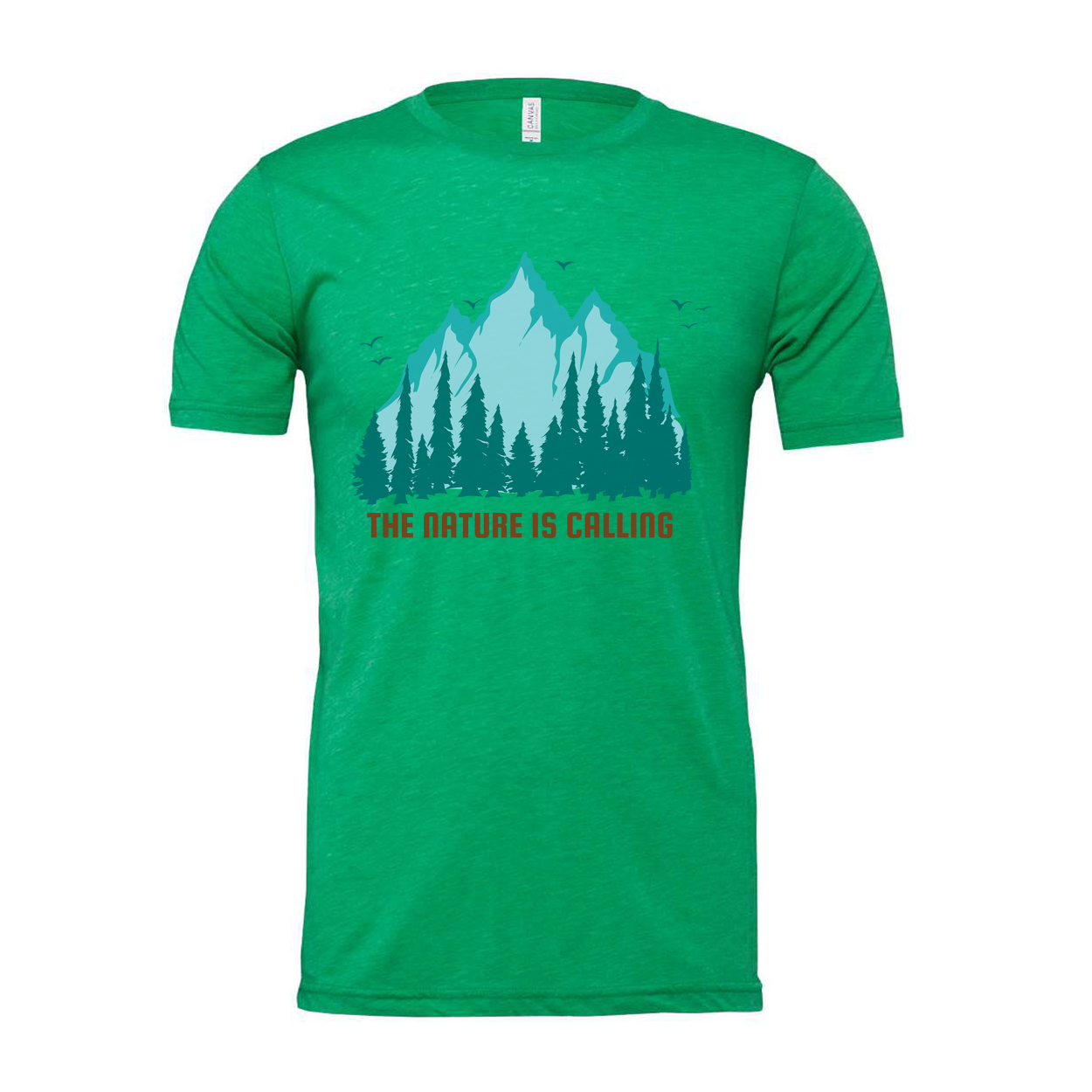 Nature Is Calling Mountain Range And Forest Graphic T Shirt For Outdoor Enthusiasts