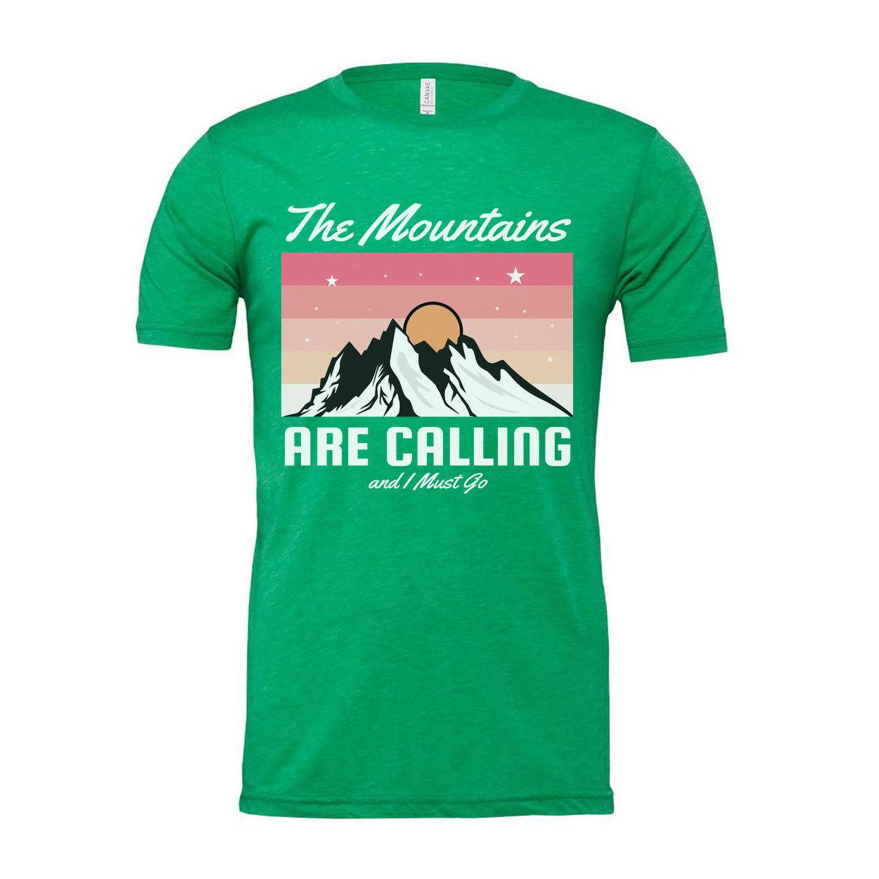 Unisex Graphic T Shirt With The Mountains Are Calling Sunset Mountain Design For Outdoor Fans