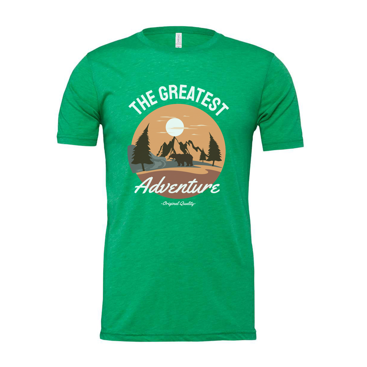 Unisex The Greatest Adventure Outdoor T-Shirt With Sunset Mountains And Forest Silhouette Graphic