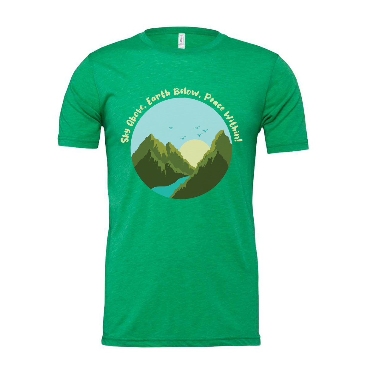 Unisex Outdoor Mountain Landscape T Shirt With Circle Sunrise Over River Graphic
