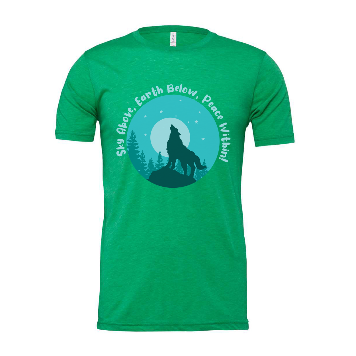 Unisex Outdoor Wolf Howling Graphic T Shirt With Moon Trees And Circular Night Scene