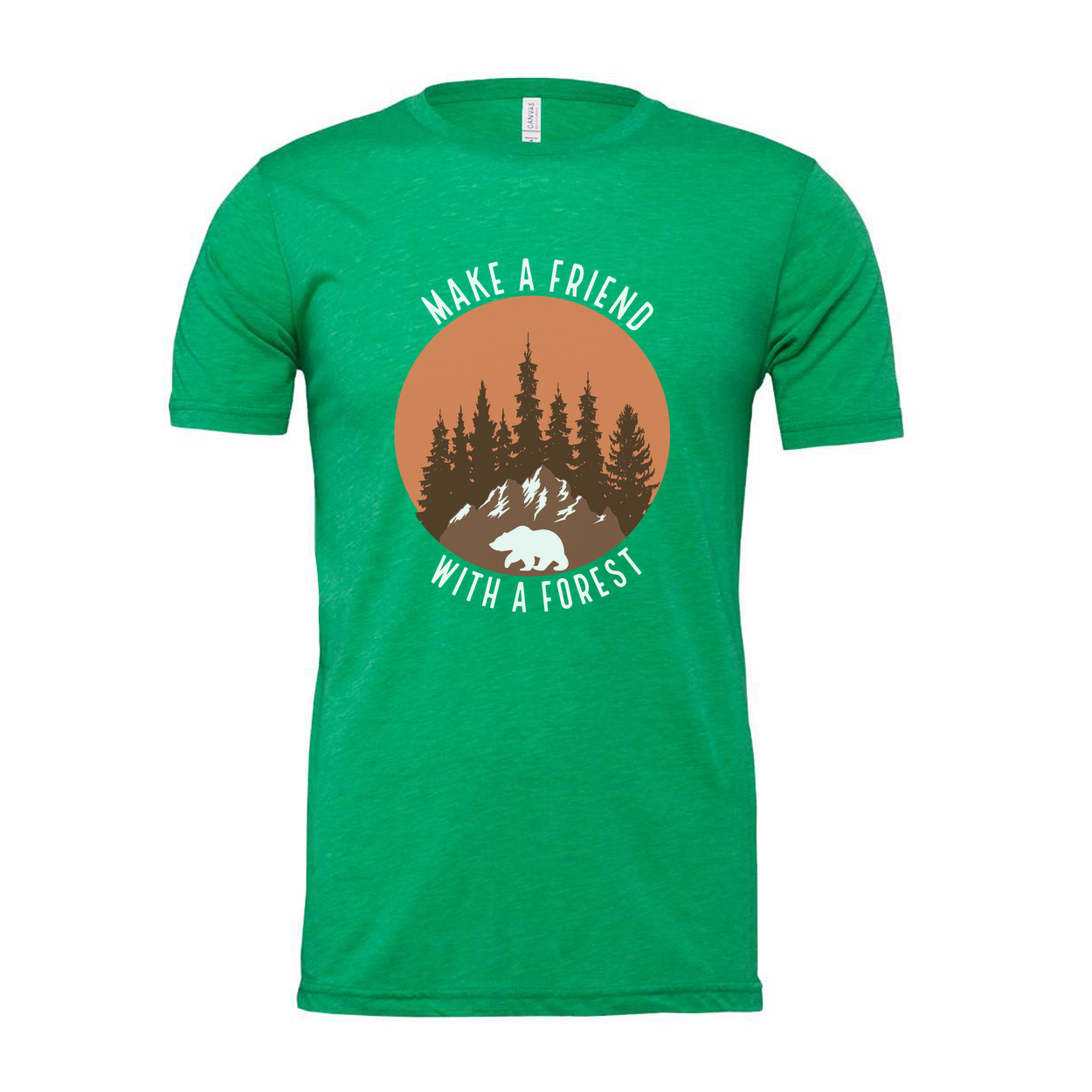 Unisex Outdoor Graphic Tee With Forest Silhouette Bear Under Sunset For Nature Lovers