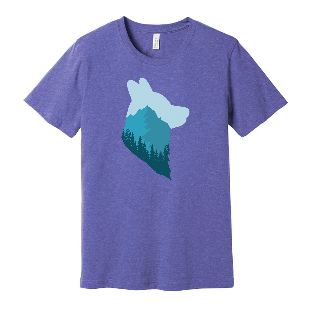 Unisex Outdoor Theme T Shirt With Mountain Landscape Bear Silhouette Graphic For Adventure Lovers