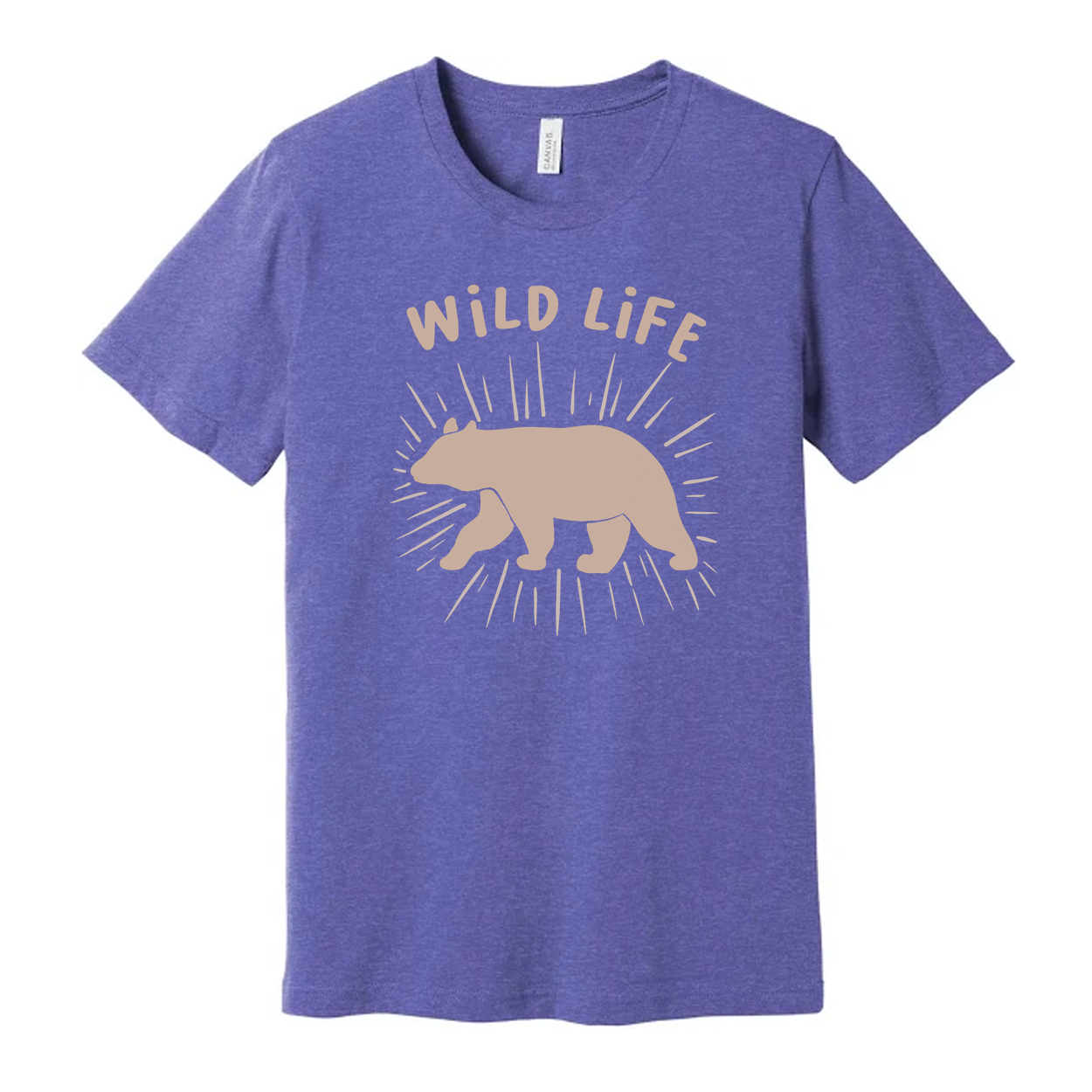 Unisex Outdoor Bear Graphic T Shirt With Wild Life Illustration And Sunburst Design