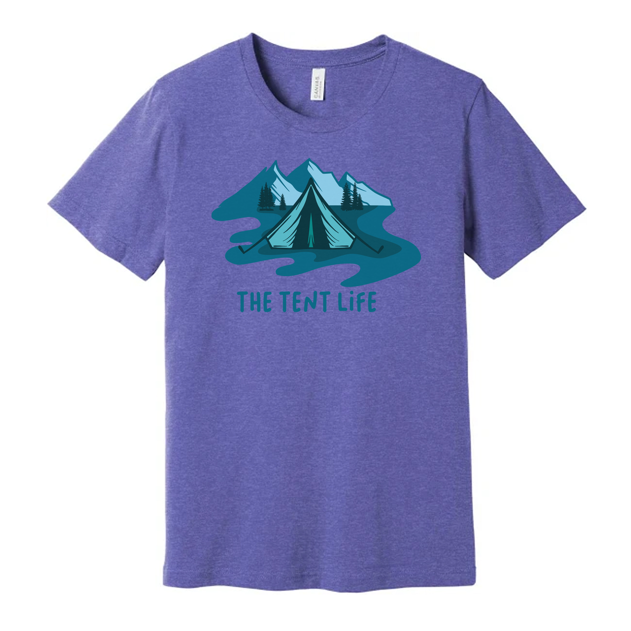 Unisex Outdoor Tent Life Graphic T Shirt With Mountain Scene And River Design Art Print