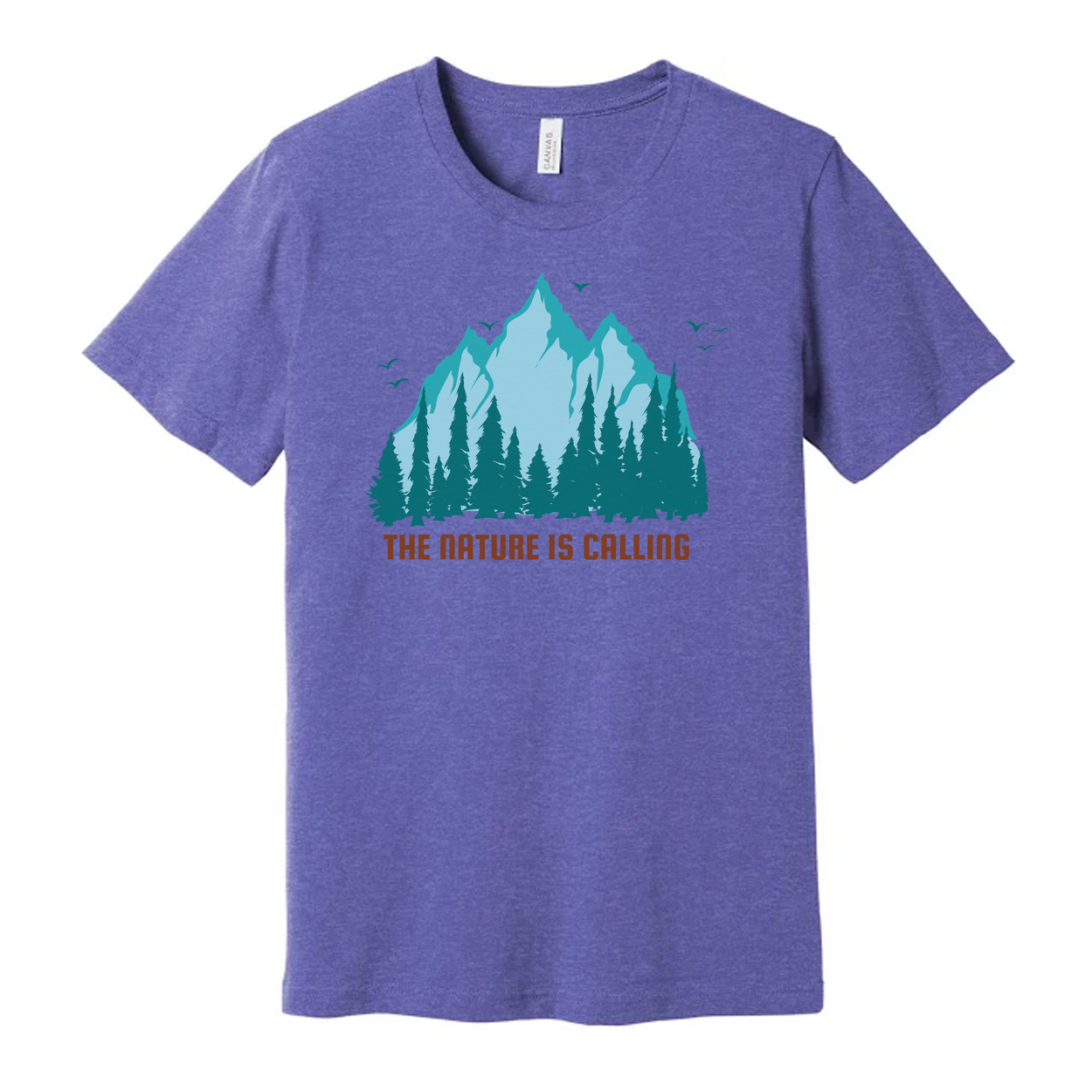 Nature Is Calling Mountain Range And Forest Graphic T Shirt For Outdoor Enthusiasts