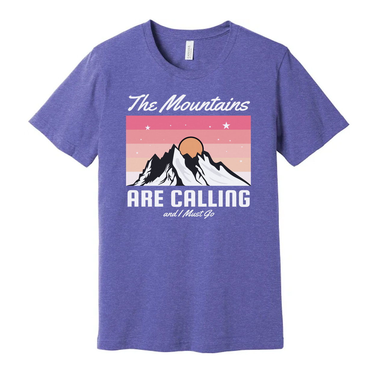 Unisex Graphic T Shirt With The Mountains Are Calling Sunset Mountain Design For Outdoor Fans