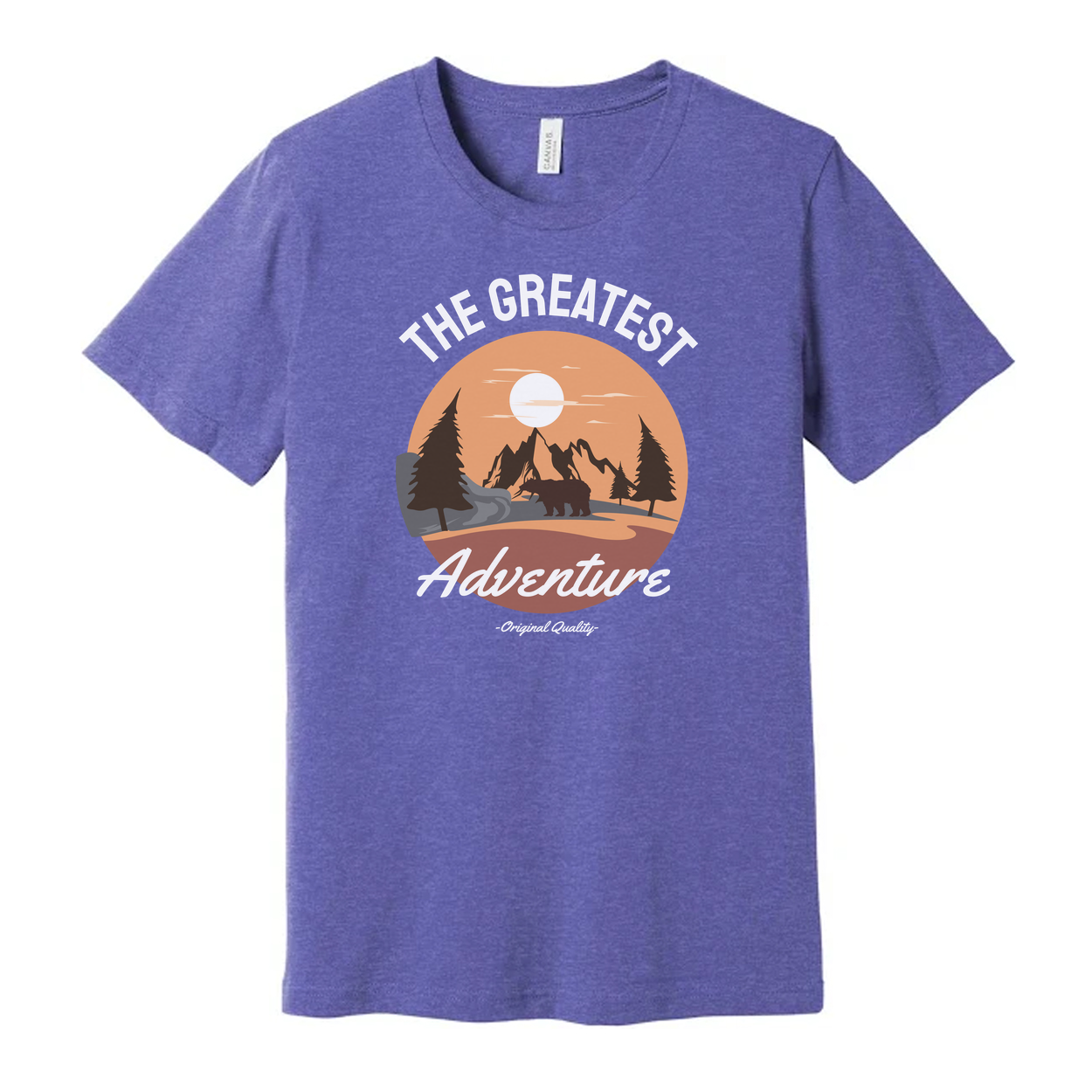 Unisex The Greatest Adventure Outdoor T-Shirt With Sunset Mountains And Forest Silhouette Graphic