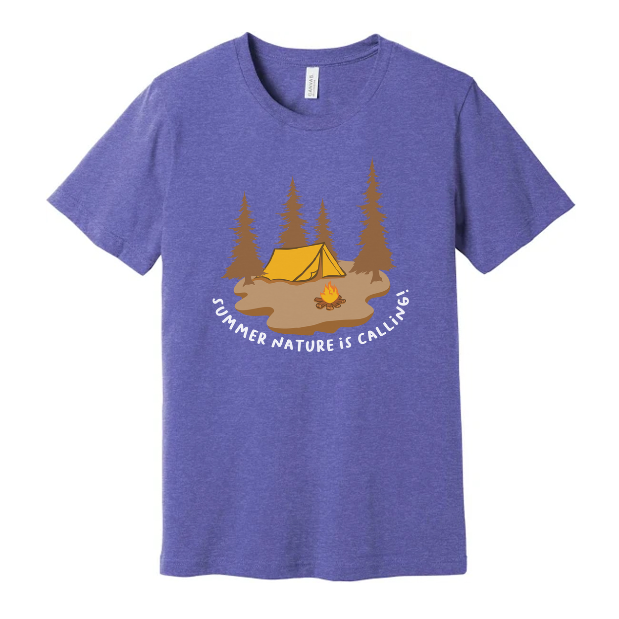 Camping Scene Graphic Tee With Tent And Campfire Among Pines For Unisex Outdoor Adventure