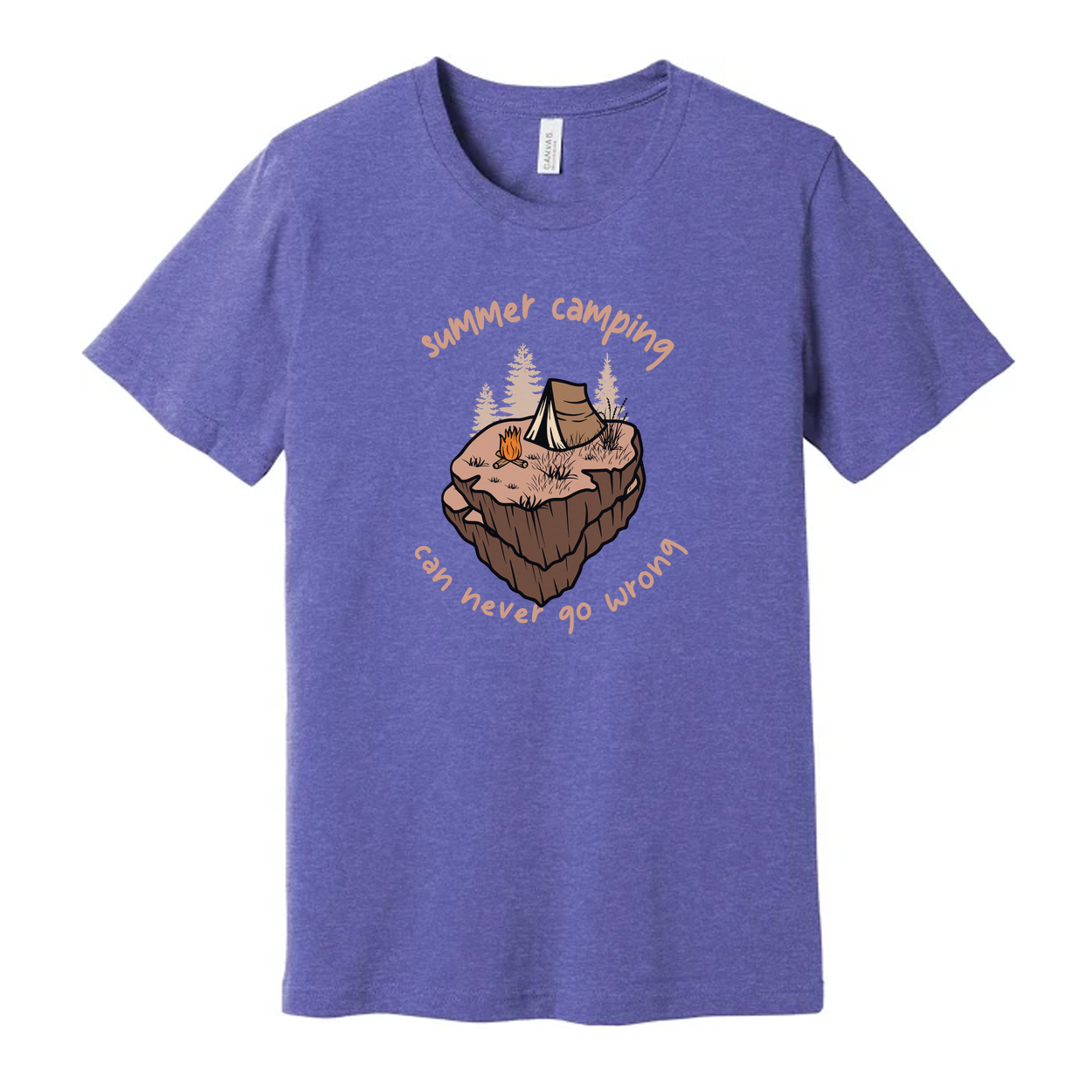 Summer Camping Graphic Unisex T Shirt For Outdoors Enthusiasts Featuring Tent Campfire And Island Scene
