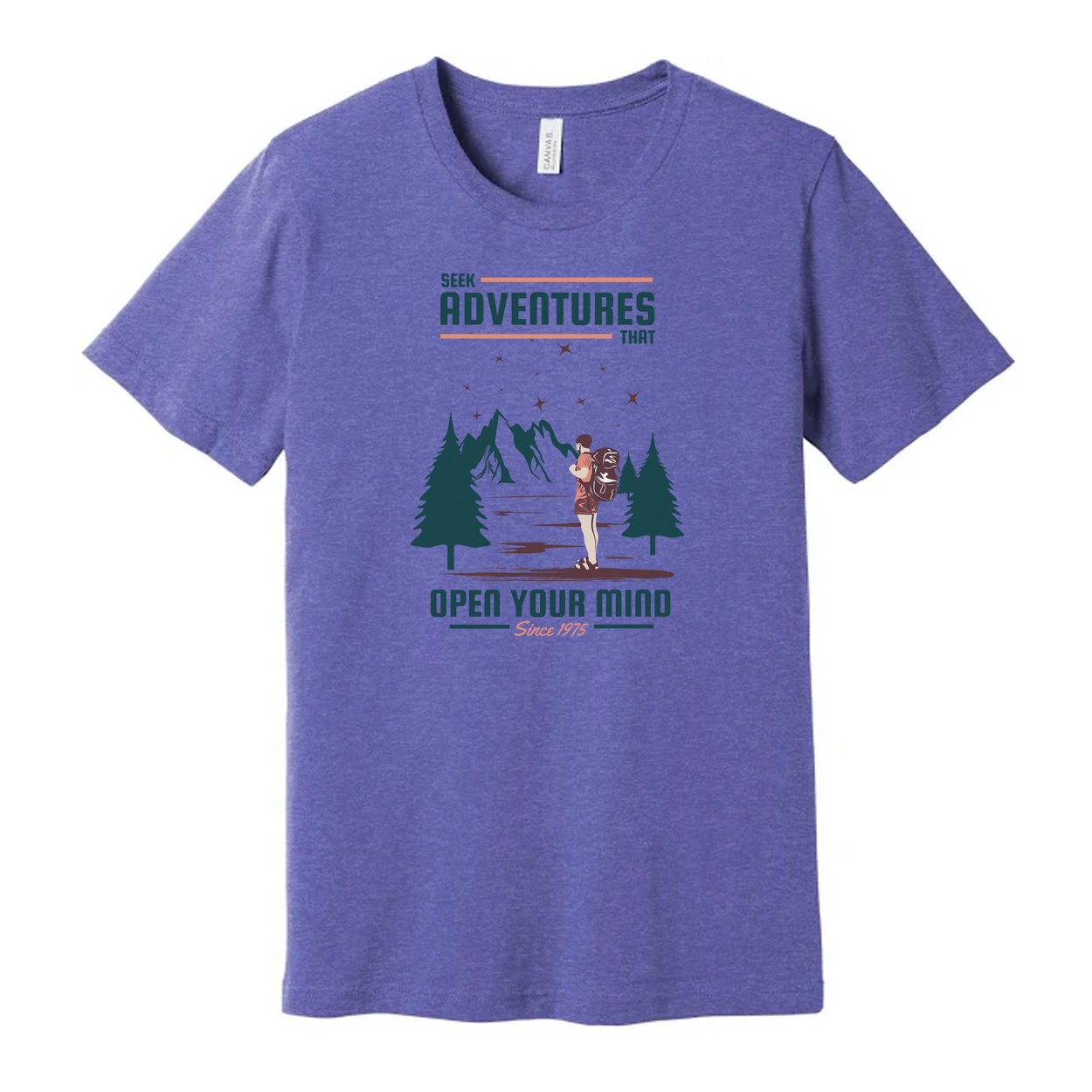 Unisex Outdoor Adventures T Shirt With Mountain Range And Forest Silhouette Artwork Open Your Mind Theme