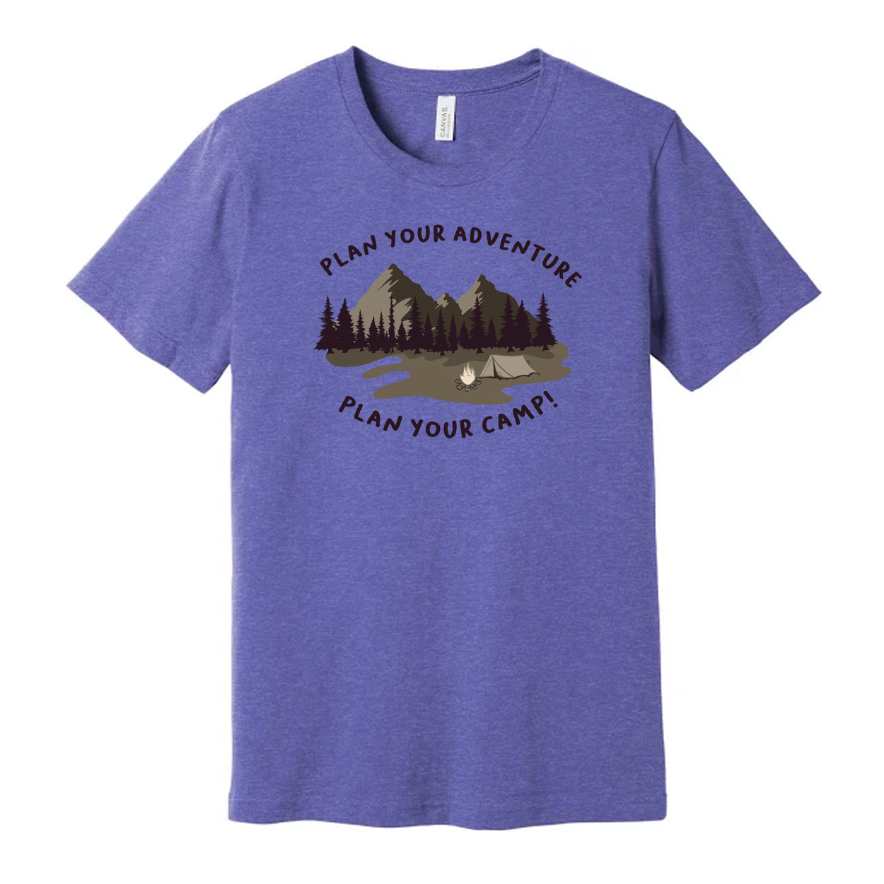 Unisex Outdoor Adventure Camp Graphic T Shirt With Mountain Forest Campfire Illustration