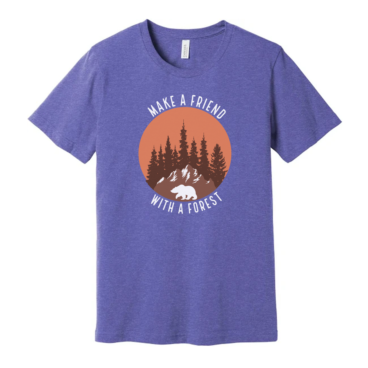 Unisex Outdoor Graphic Tee With Forest Silhouette Bear Under Sunset For Nature Lovers