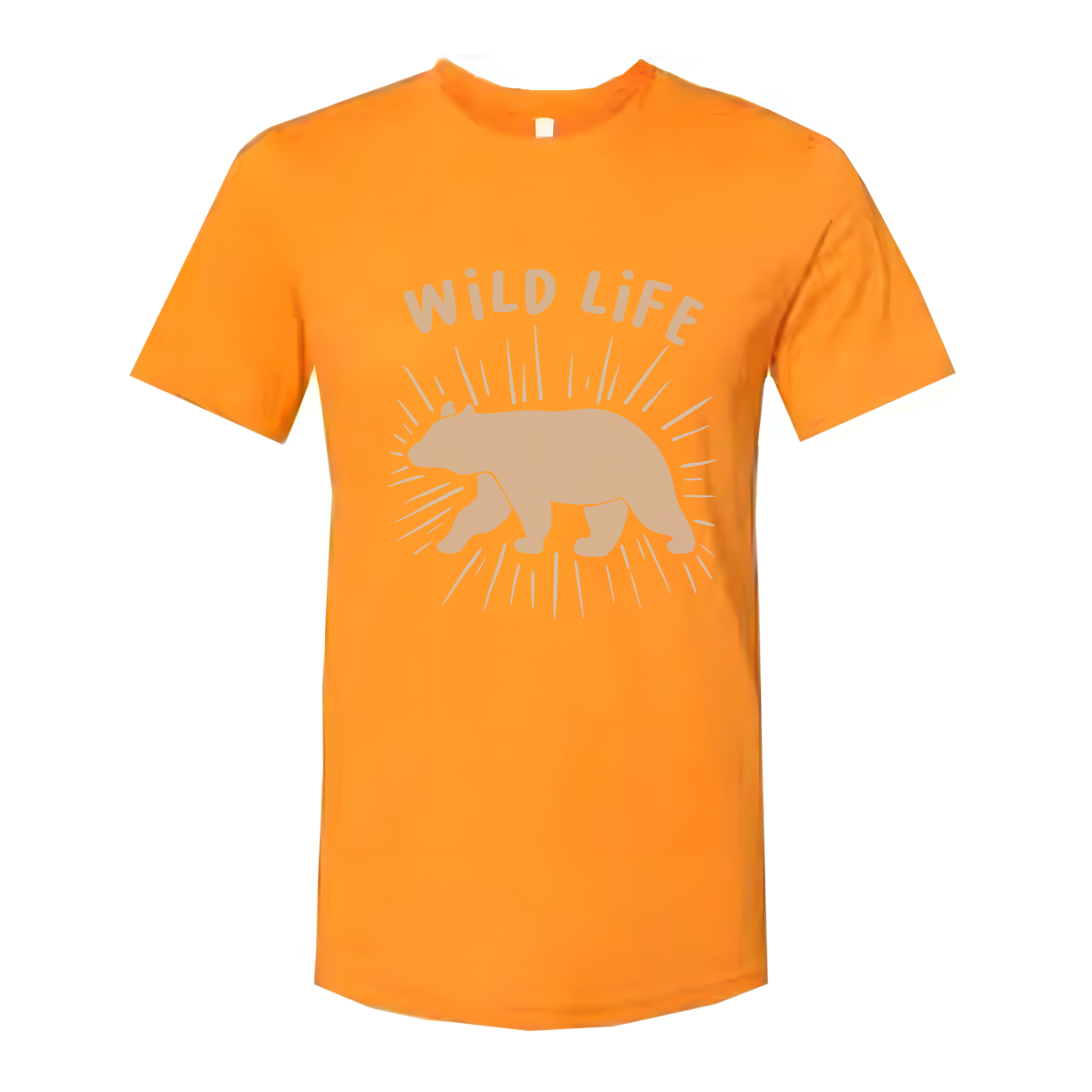 Unisex Outdoor Bear Graphic T Shirt With Wild Life Illustration And Sunburst Design